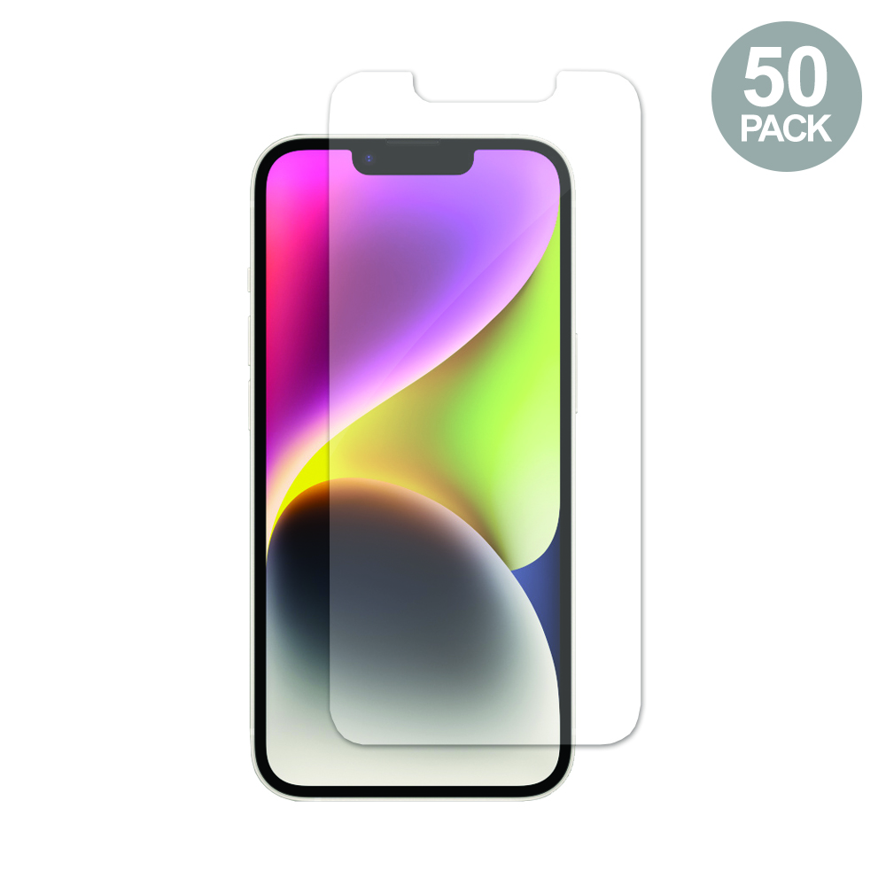 Uolo Shield Glass Bulk 50 Pack, iPhone 14/13/13 Pro/12/12 Pro